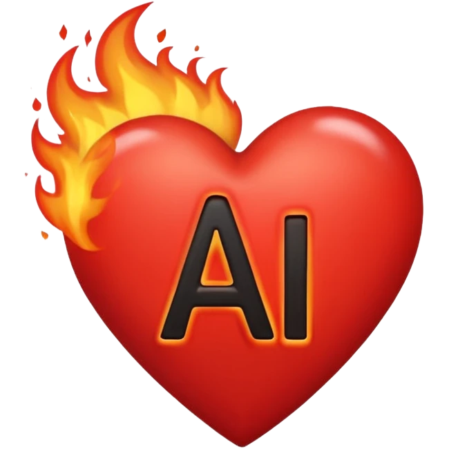 fireheart with letter A, heart is red and colour of A is black emoji