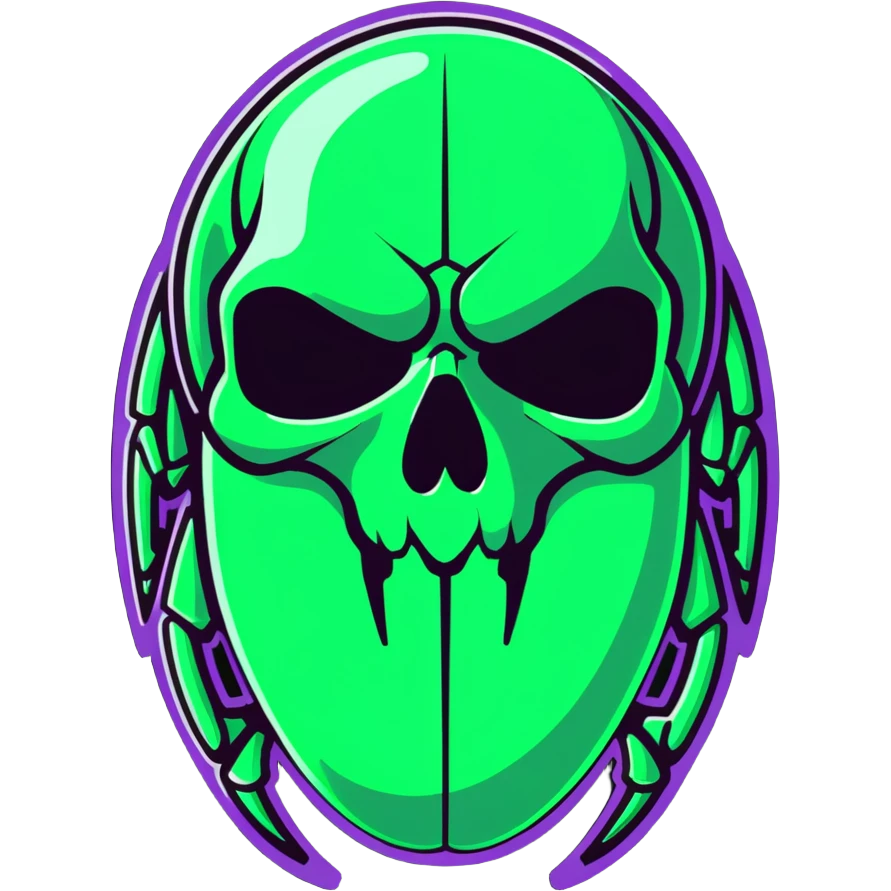 green shiny scarab with a skull as its body emoji