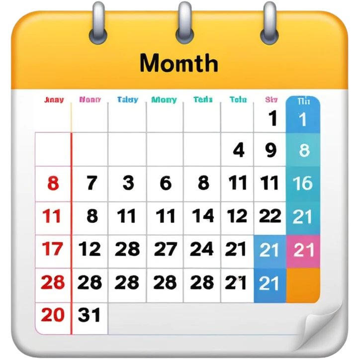 colored calendar 1 month without numbers emoji