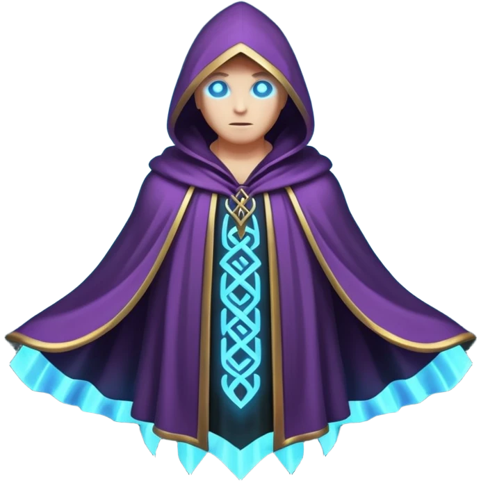 magical hooded cloak object icon, glowing runes on fabric, mystical aura, fantasy cloak, 3D cartoon, mobile game icon style, centered, clean background, no text, no watermark
 
 emoji