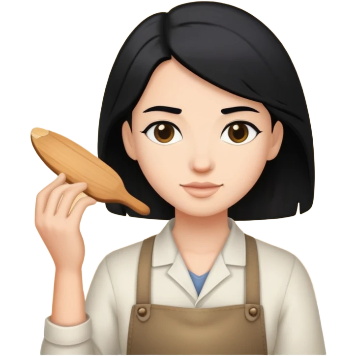 Artesã branca de cabelo preto  emoji