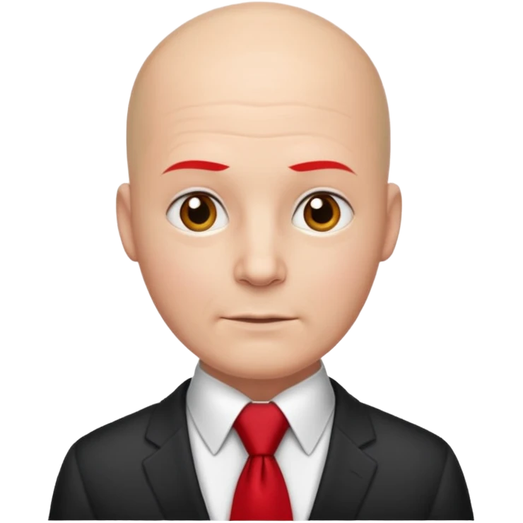 bald with red necktie, white emoji