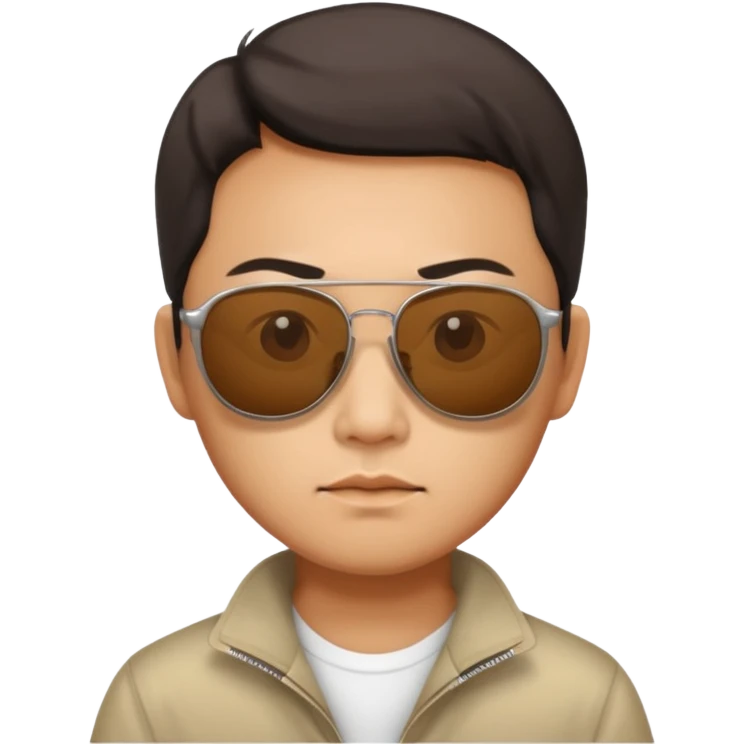 Photorealistic serious Chinese tourist wearing sunglasses emoji