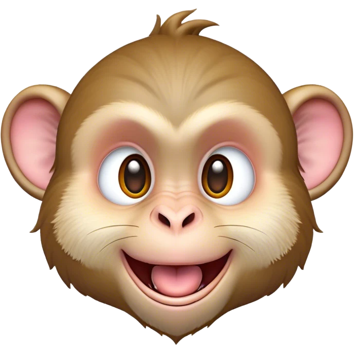 Cinematic Adorably Mischievous Macaque Portrait Emoji, Head tilted in a playful wink with an exaggerated, cheeky grin and a slightly raised eyebrow, featuring a compact, nimble build with fluffy fur and round, twinkling eyes brimming with mischief, Simplified yet irresistibly endearing features, highly detailed, glowing with a bright, joyful radiance, high shine, lively and quirky, stylized with an air of whimsical primate fun, soft glowing outline, capturing the essence of a mischievous macaque that seems ready to pull a playful face and scamper into your heart! emoji