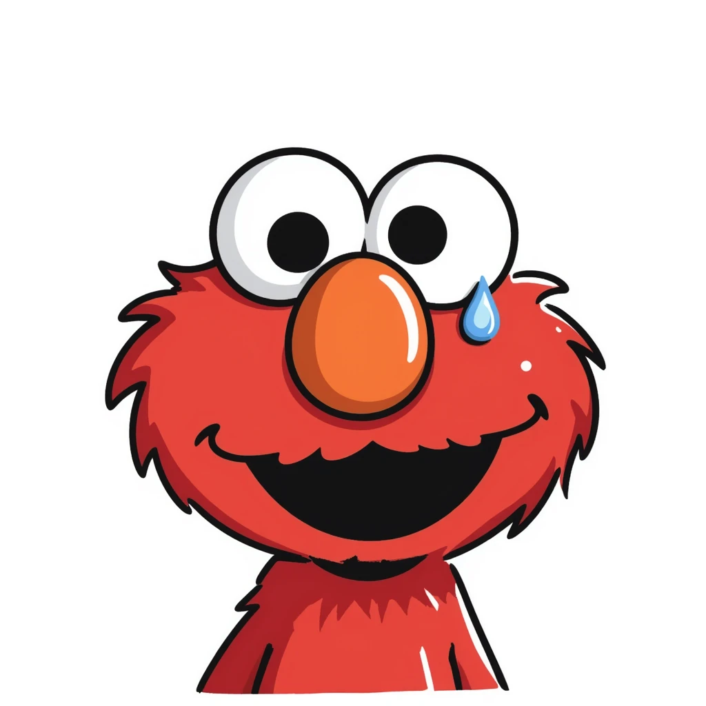 A sad Elmo feeling blue with a tear coming down emoji