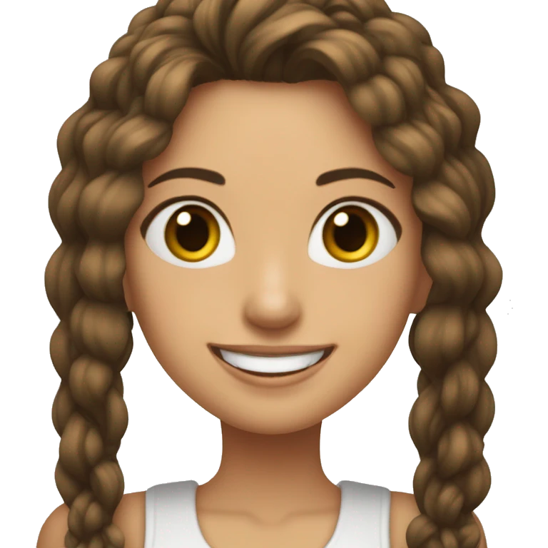 Jovencita blanca bonita con oelo castaño sonriendo emoji