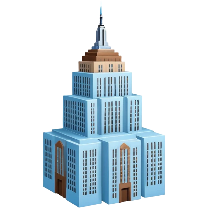 Empire State Building light blue with plain brown cardboard boxes emoji
