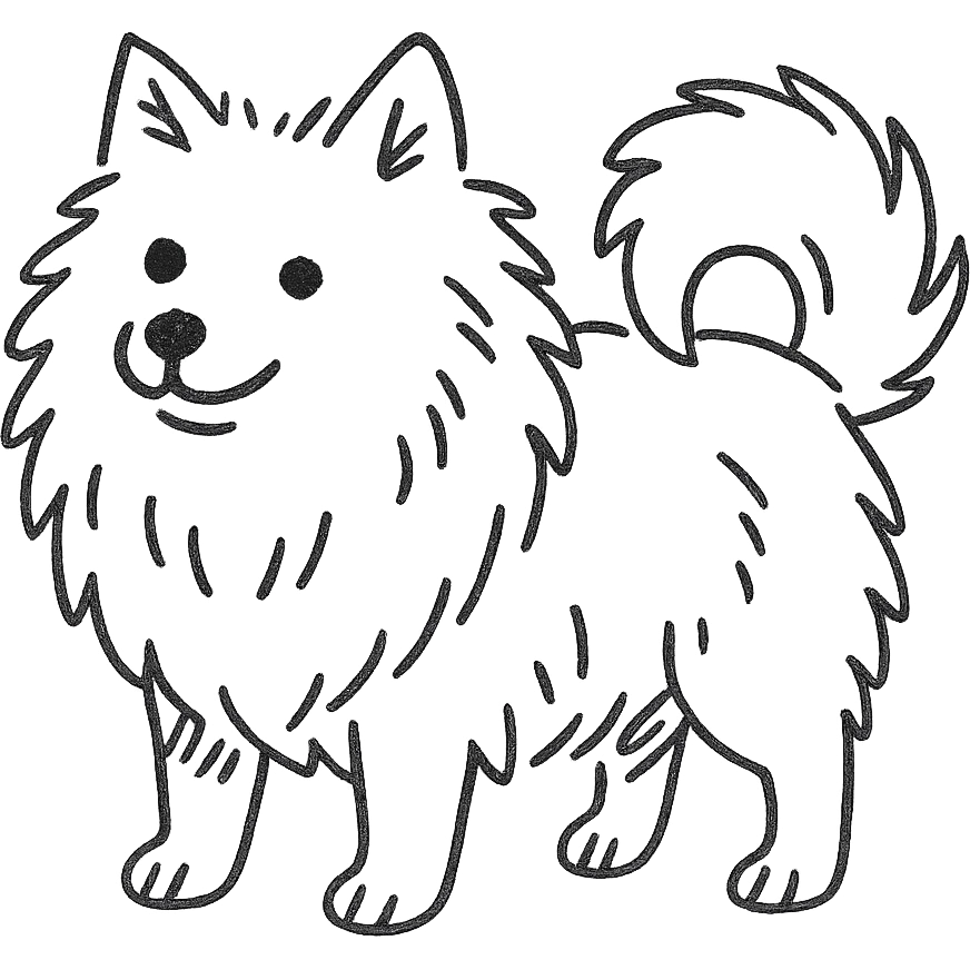 hand drawn outlined German Spitz dog emoji