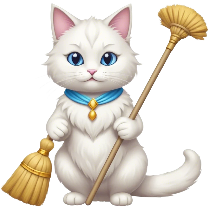 genie cat with a broom emoji