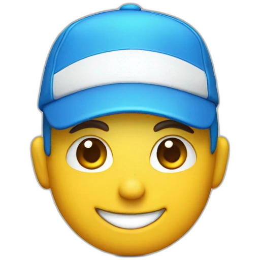 face smiling with a white cap and a blue shirt emoji