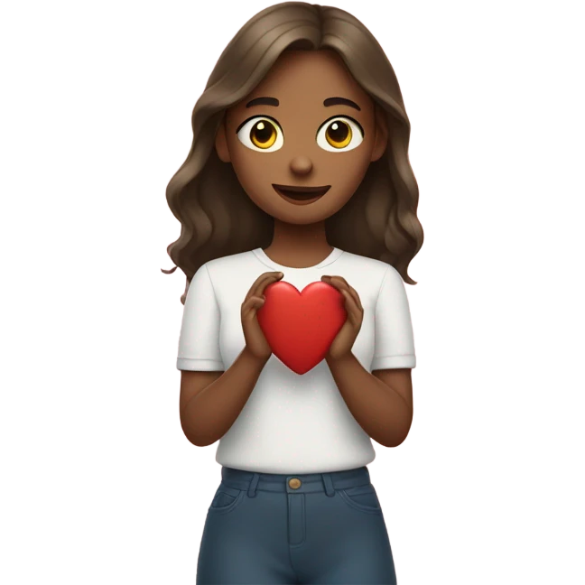 Girl with heart hands emoji