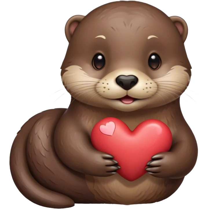 otter with a heart pebble emoji