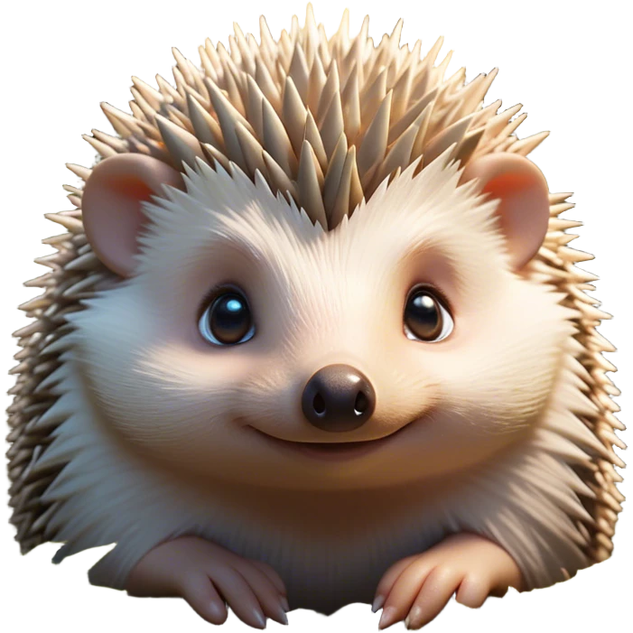 Cinematic Adorably Cute Hedgehog Portrait Emoji, Poised with a round, spiky yet cuddly body and bright, curious eyes peeking from beneath a soft array of quills, Simplified yet irresistibly adorable features, highly detailed, glowing with a warm, gentle forest glow, high shine, lively and endearing, stylized with an air of woodland cuteness, soft glowing outline, capturing the essence of a playful hedgehog that appears ready to scurry out of the screen with delightful charm! emoji