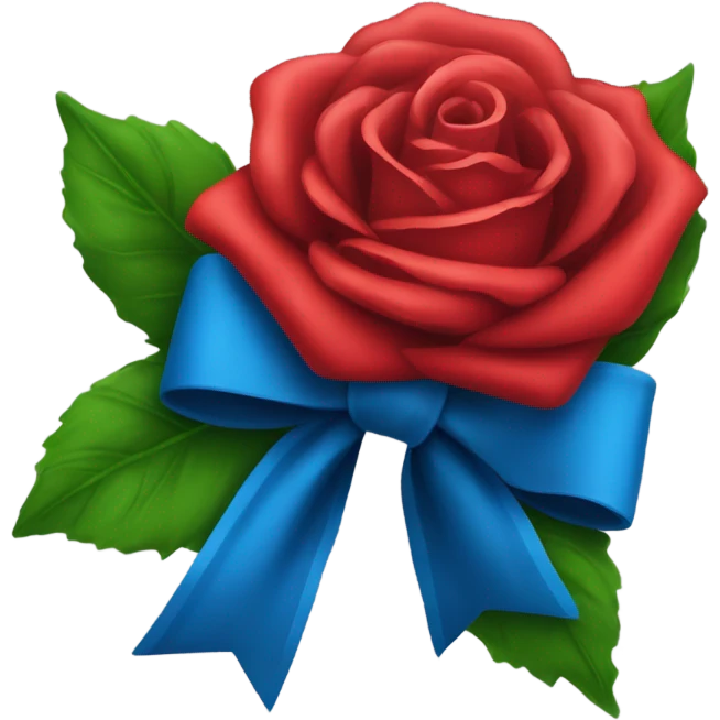 Blue bow and a red rose  emoji