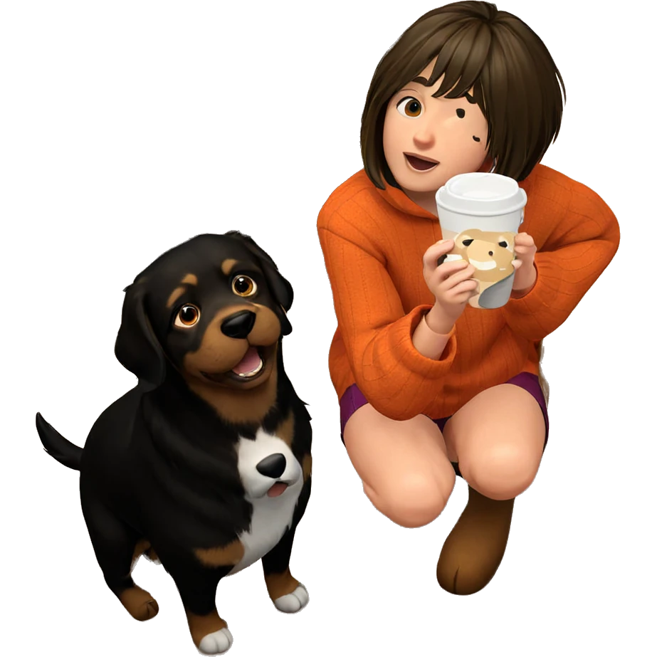 cozy indoor moment with dog emoji