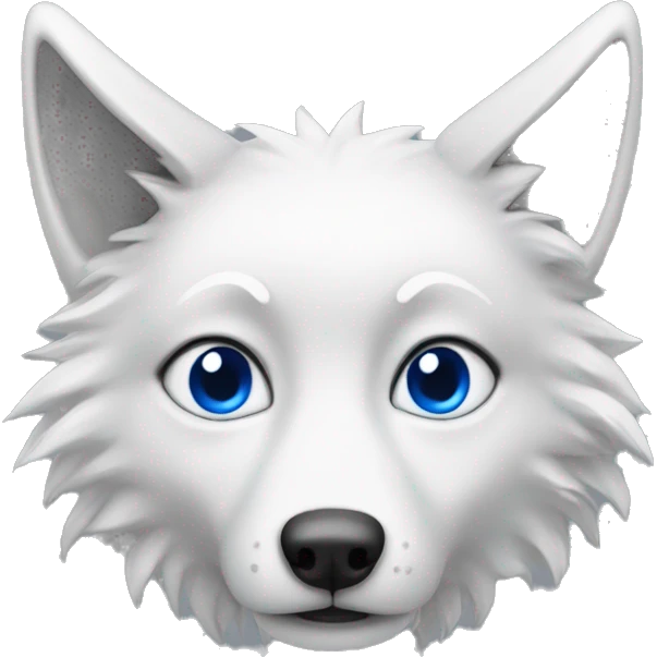 Chat blanc avec yeux bleus et fourrure comme un loup emoji