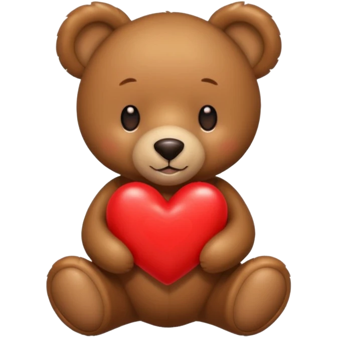 brown teddy bear hold red heart emoji