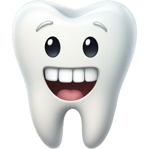 Cute looking tooth emoji