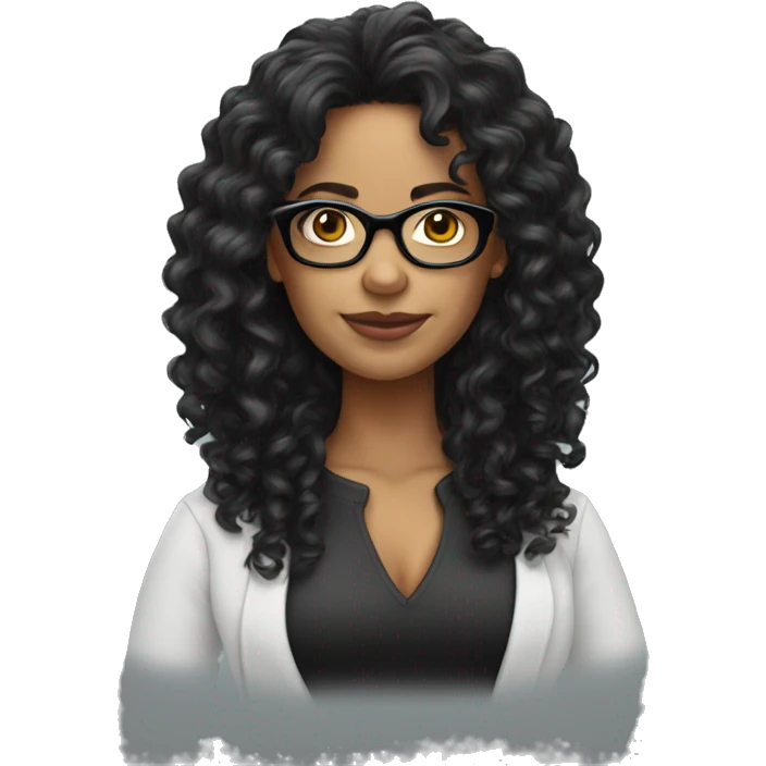 Latina long curly hair black glasses emoji