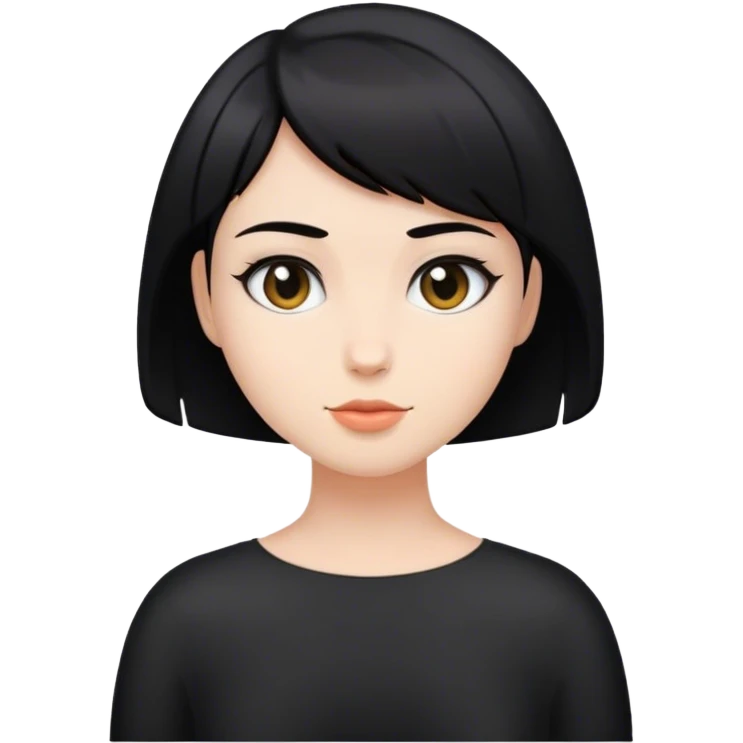 Cabello negro,pelo corto,blanca emoji