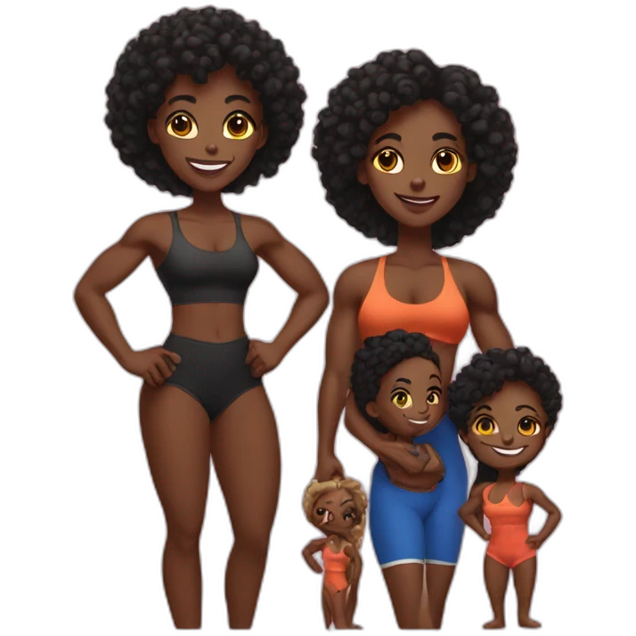 Black body builder family  emoji