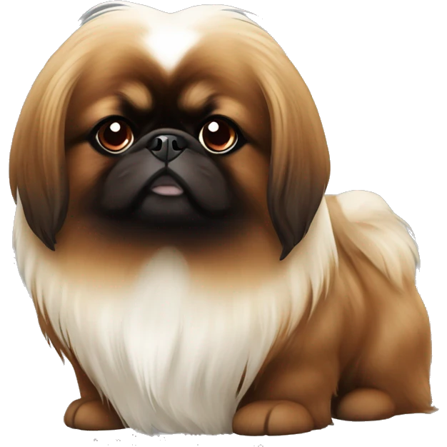 Pekingese dark red brown with face white  emoji