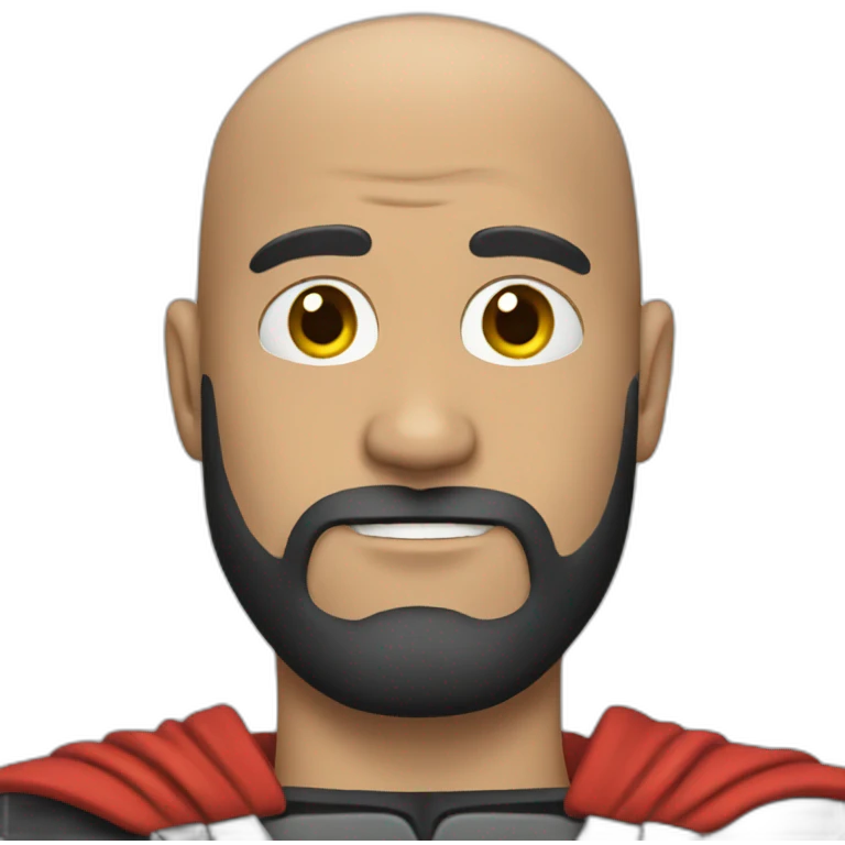 Bald guy with a beard dressed as Batman emoji