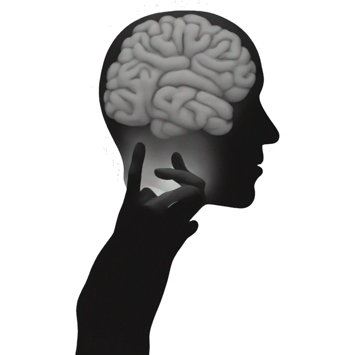 human-silhouette-shushing-with-little-brain emoji