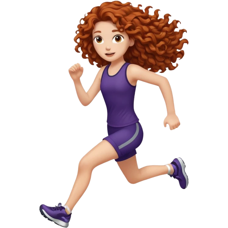 curly long girl running emoji