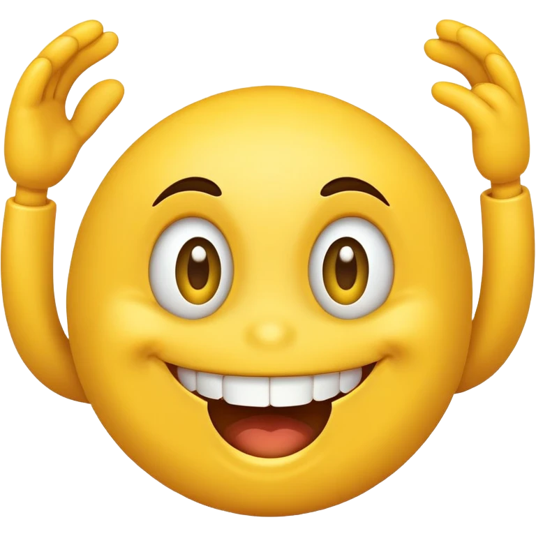 smiley face with wide, slightly off-center eyes, goofy asymmetrical smile, buck teeth, playful and clumsy personality emoji
