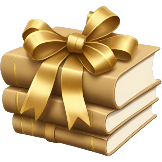 beige books stacked up and tied together by a golden bow emoji