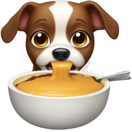Dog eating pudding emoji