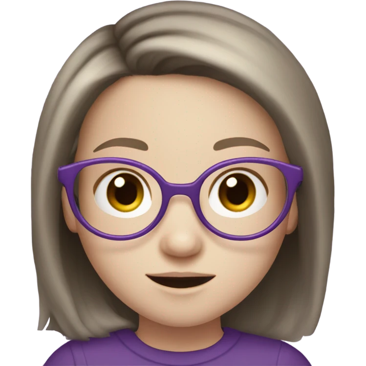 extra pale little girl in purple glasses and dark brown hair emoji