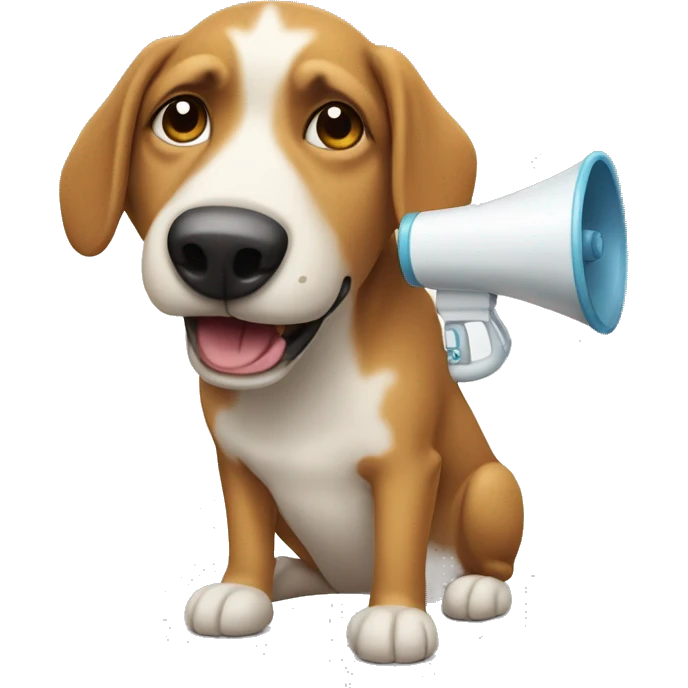 Default dog emoji with a megaphone emoji