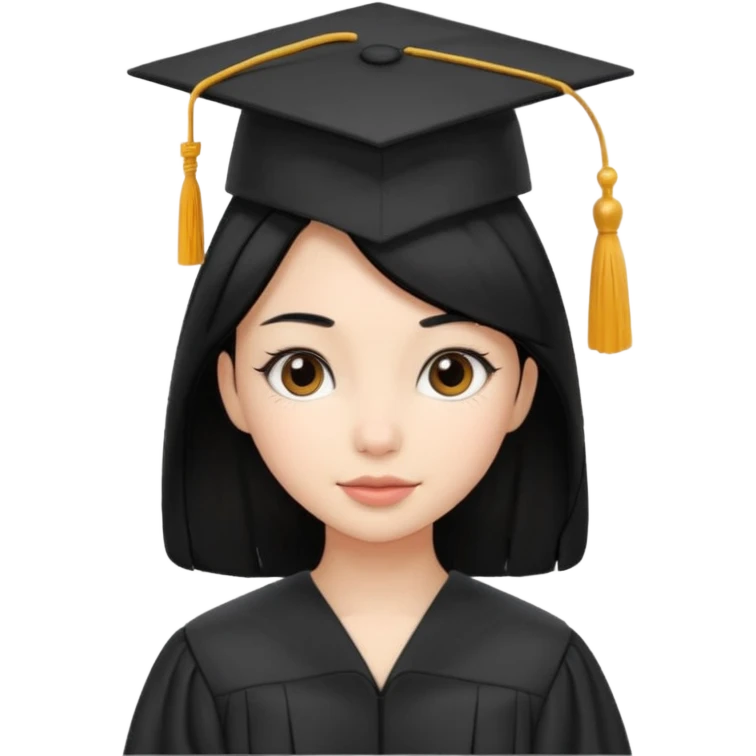 girl with beautiful black hair and graduation hat emoji