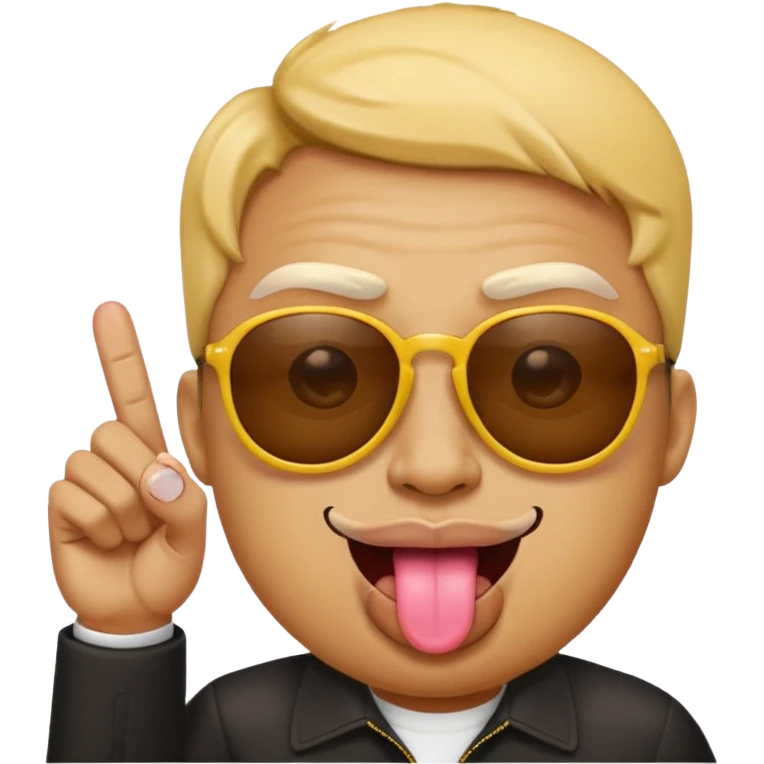 Fassa um emoji simples aquele da carinha amarelo de óculos escuro dando uma língua bem ofensiva e mostrando o dedo do meio da mesma forma.o óculos tem que ser escuro total emoji