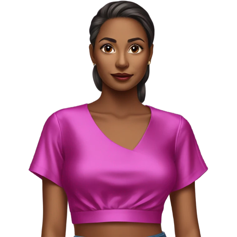 Realistic magenta cut out silk crop top blouse. emoji