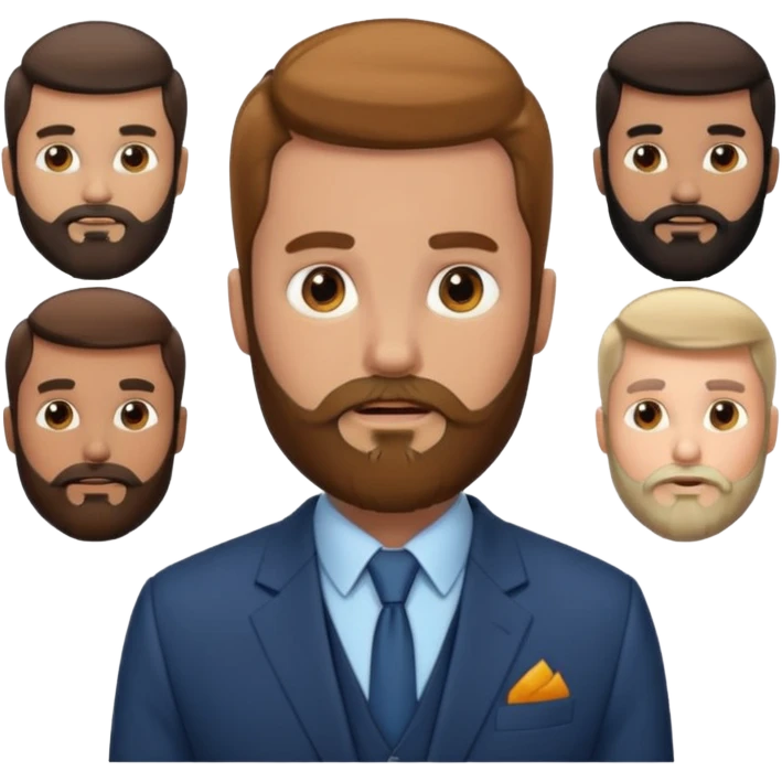 suit man,beard,different suit color,expression. emoji
