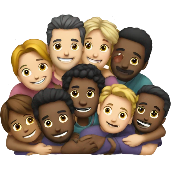 Ten people huging eachothers emoji