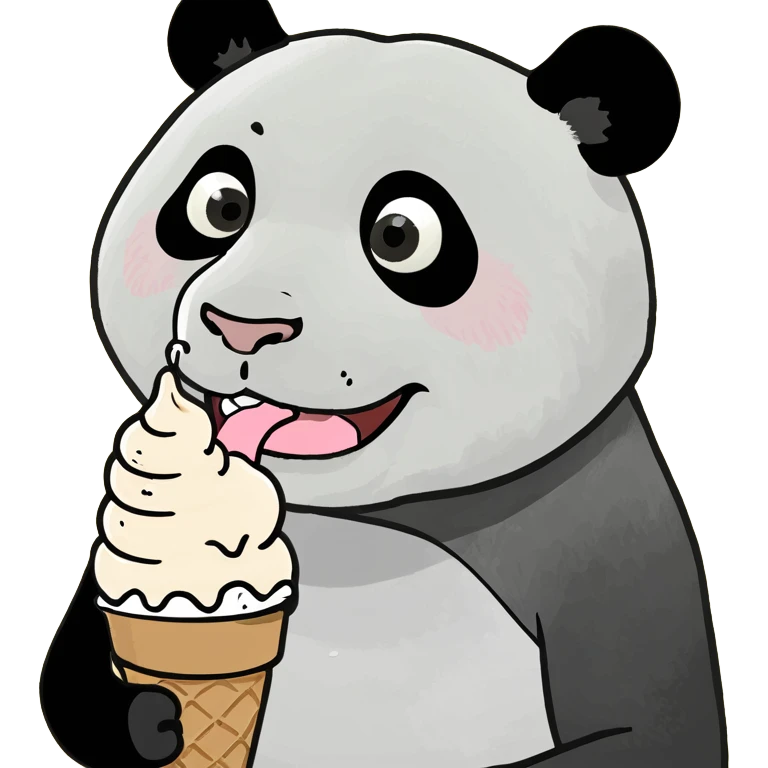 Panda eating ice cream emoji