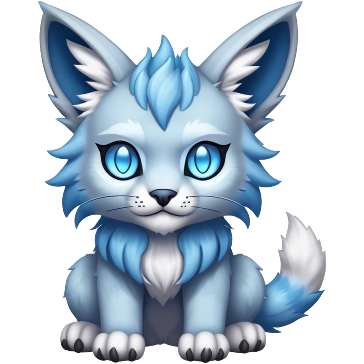 A blue fantasy-lynx-fakemon-creature-hybrid emoji