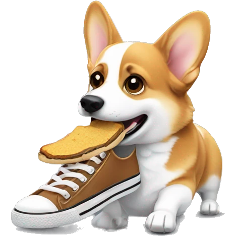 corgi eating shoe emoji