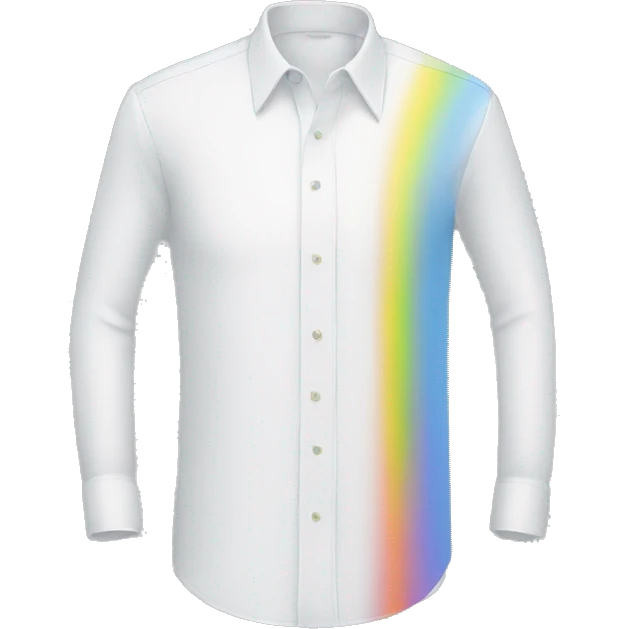 white shirt with rainbow emoji