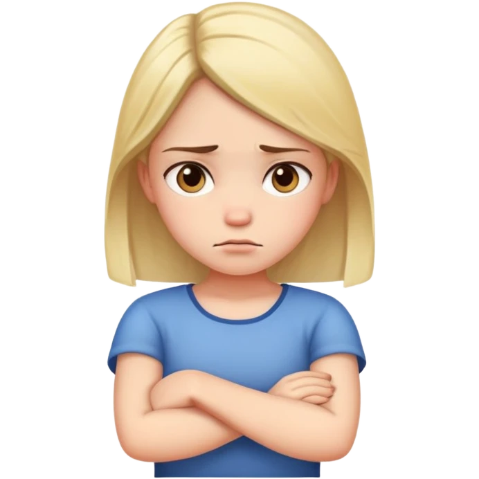 Angry girl with crossed arms, frowning face emoji