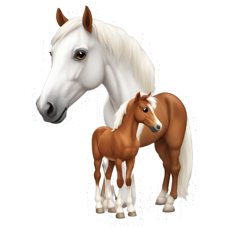 Chestnut horse with white, cheeky playful horse, foal emoji