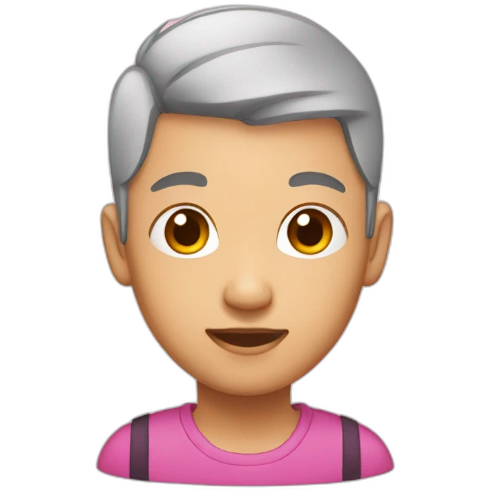 asian with pink hair buzzcut emoji