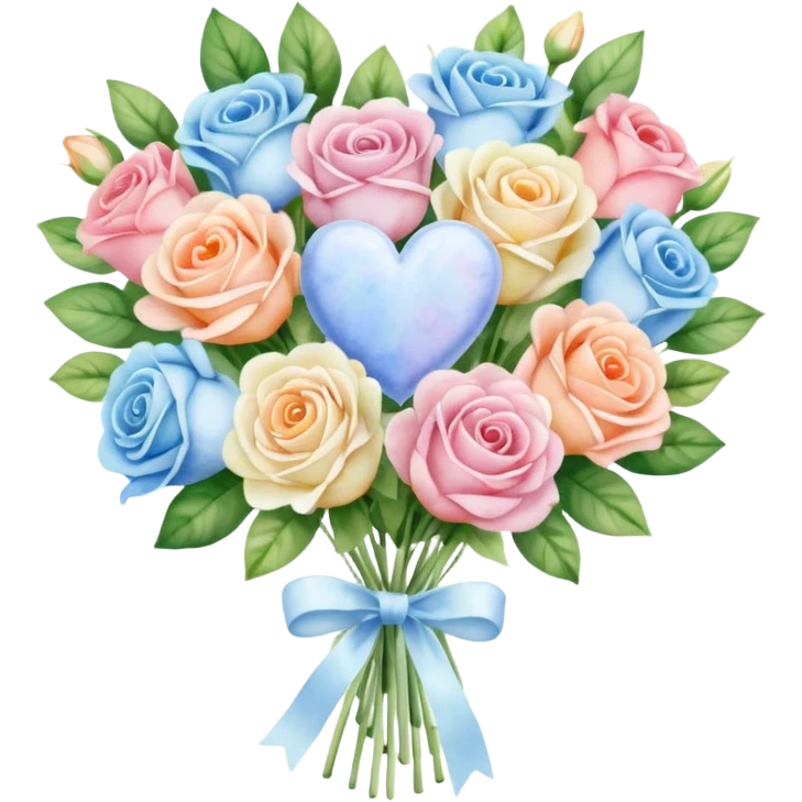 pastel heart bouquet emoji