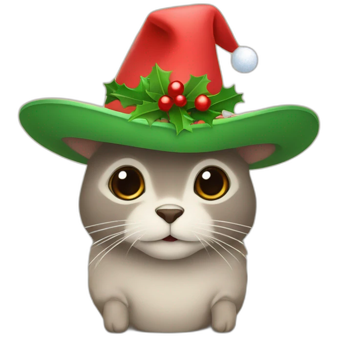 Ardilla con un sombrero de navidad  emoji