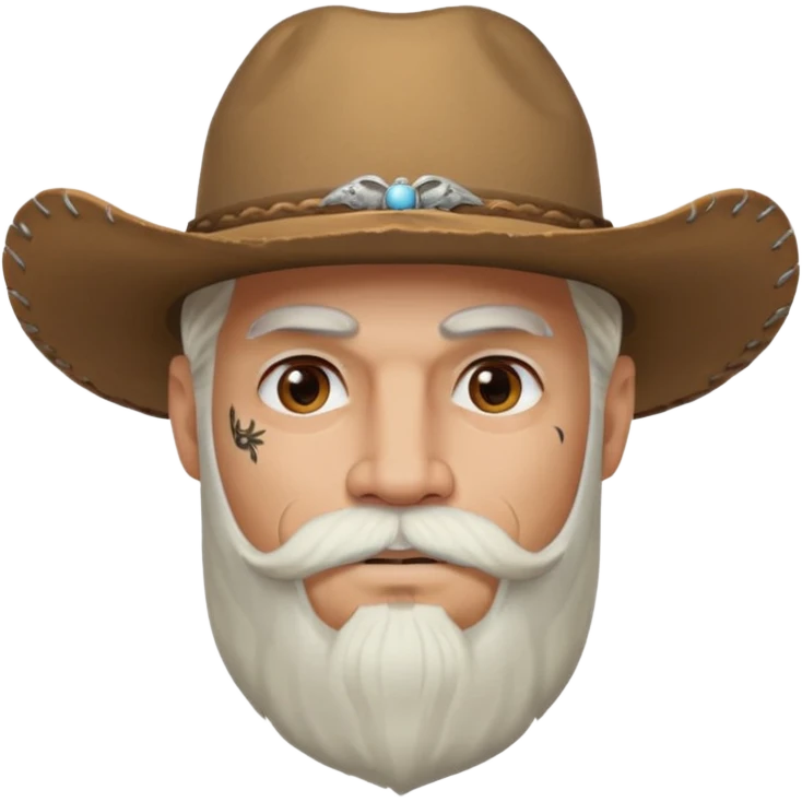 muscular tattooed on face and mustached cowboy long white hair and beard  emoji