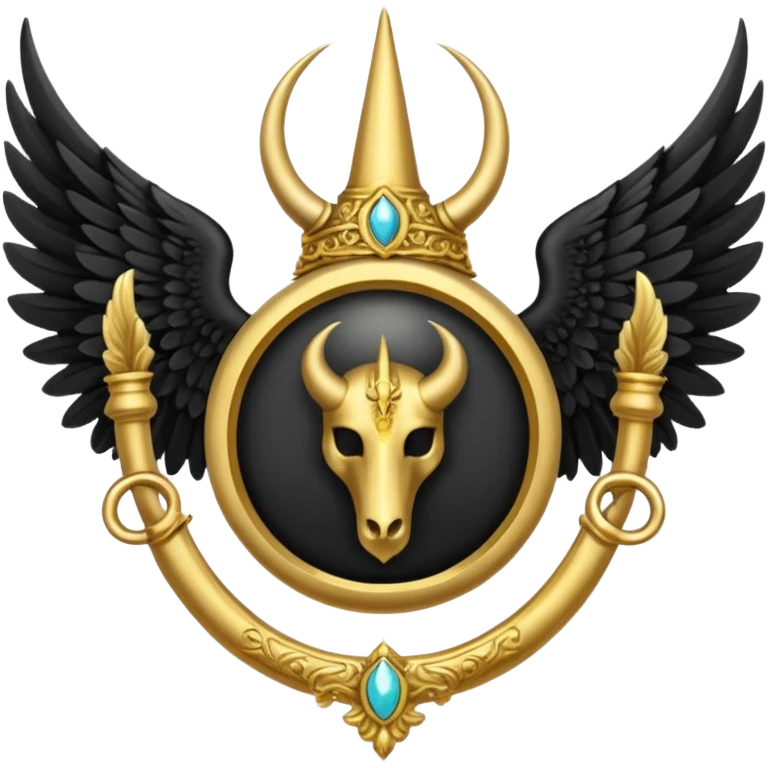 holy saint emblem with black wings with horn emoji